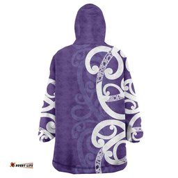 Violet Green Maori Wearable Blanket Hoodie Koru Kowhaiwhai LT7