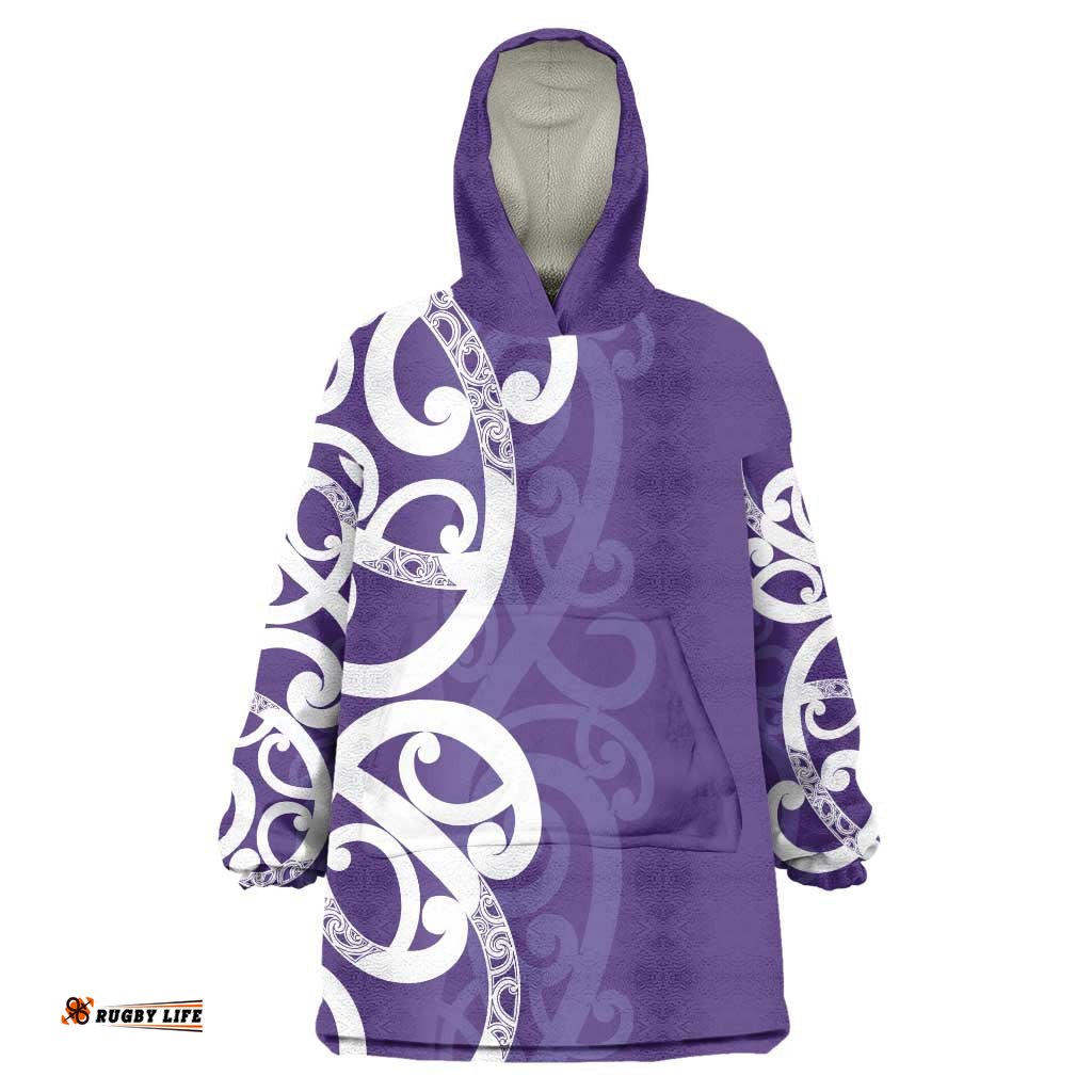 Violet Green Maori Wearable Blanket Hoodie Koru Kowhaiwhai LT7