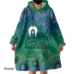 Torres Strait Islands Wearable Blanket Hoodie Shark Indigenous Australian Tribal Dot Art TS04