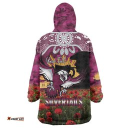 Personalised Sea Eagles Rugby ANZAC Day Wearable Blanket Hoodie Last Post Poppy We Will Remember Them LT14