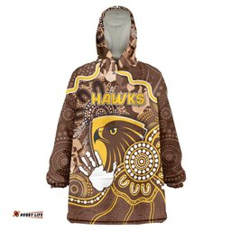 Custom Hawks Football Wearable Blanket Hoodie Aboriginal Dot Art Pattern DT05