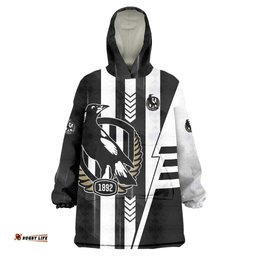 Personalized Collingwood Magpies Wearable Blanket Hoodie Modern Geometric Sports Graphic Style TS04
