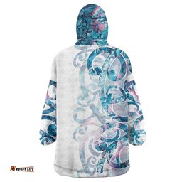 Turquoise Paua Shell Maori Wearable Blanket Hoodie Koru Kowhaiwhai LT7