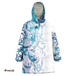 Turquoise Paua Shell Maori Wearable Blanket Hoodie Koru Kowhaiwhai LT7