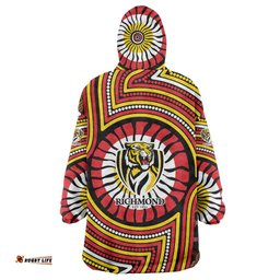 Richmond Football Club Wearable Blanket Hoodie Indigenous Monochrome Dot Art Mascot Style TS04