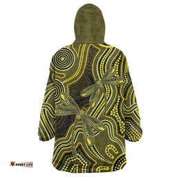 Yellow Indigenous Dragonfly Australia Wearable Blanket Hoodie Aboriginal Art LT14