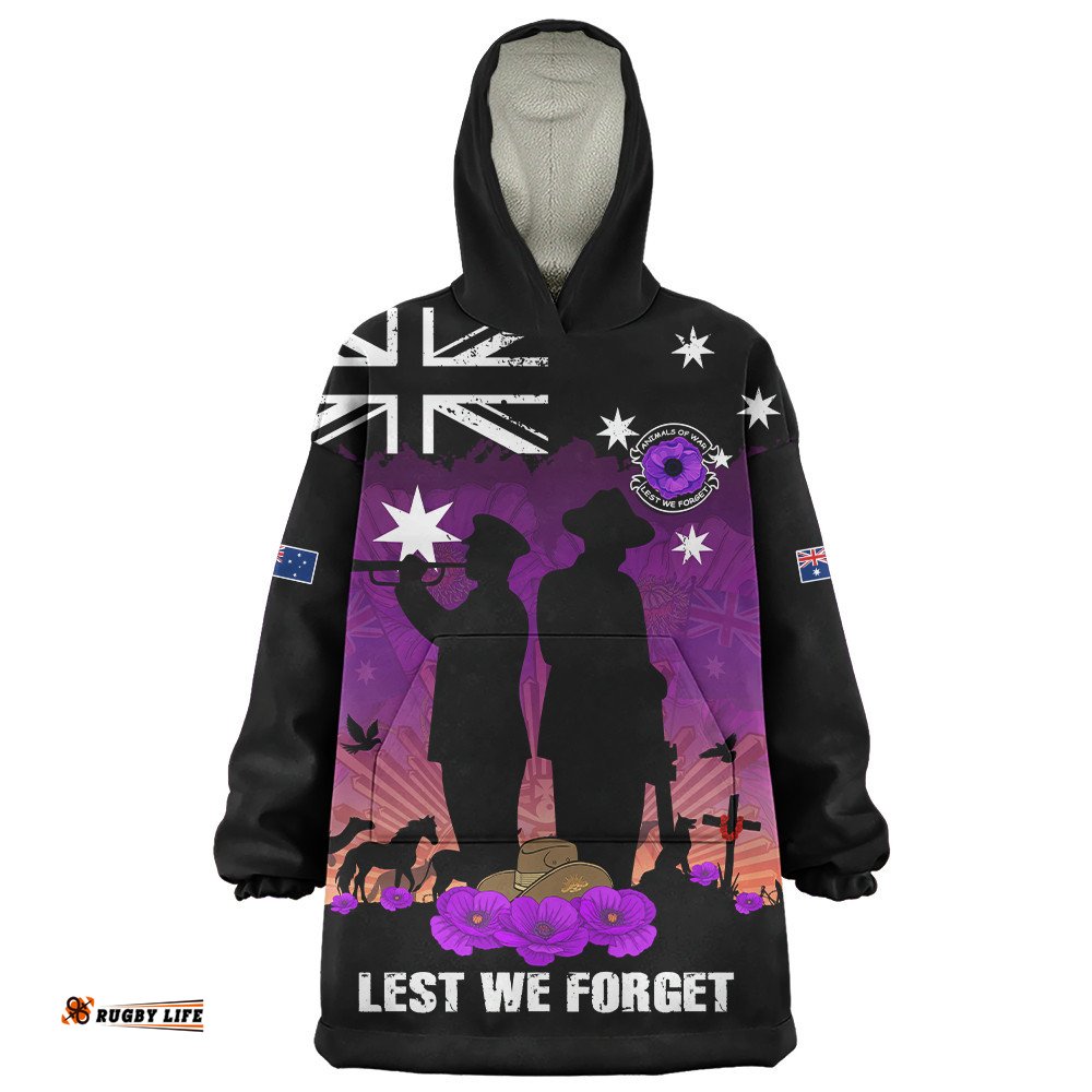 RugbyLife Australia Snug Hoodie Anzac Day Remembering Service Animals Sacrifice
