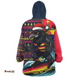 RugbyLife Adelaide Crows Snug Hoodie Christmas Holiday Santa Rides The Waves