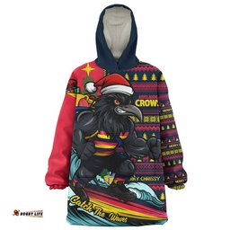 RugbyLife Adelaide Crows Snug Hoodie Christmas Holiday Santa Rides The Waves
