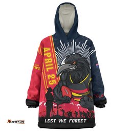 RugbyLife Adelaide Crows Snug Hoodie Anzac Day Lest We Forget Memorial