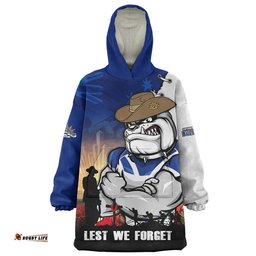 RugbyLife Canterbury-Bankstown Bulldogs Snug Hoodie Anzac Day Lest We Forget Silent Dawn