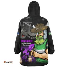 RugbyLife Canberra Raiders Snug Hoodie Anzac Day Purple Poppy And Animals That Served