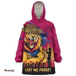 RugbyLife Brisbane Lions Snug Hoodie ANZAC Inspired Football Fan Memorial Design