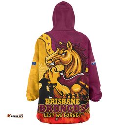 RugbyLife Brisbane Broncos Snug Hoodie Anzac Day Remembrance Of Courage Loyalty Valor