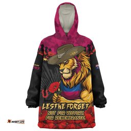 RugbyLife Brisbane Lions Snug Hoodie ANZAC Day Not For Victory For Remembrance