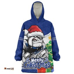 RugbyLife Canterbury-Bankstown Bulldogs Snug Hoodie Santa Scoring Touchdown On Christmas Game Day