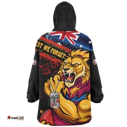 RugbyLife Brisbane Lions Snug Hoodie Lest We Forget Eternal Honor
