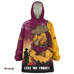 RugbyLife Brisbane Broncos Snug Hoodie Anzac Day Lest We Forget Silent Dawn