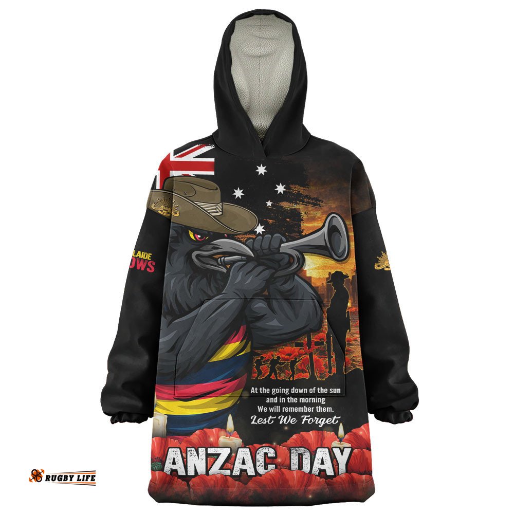 RugbyLife Adelaide Crows Snug Hoodie Anzac Day Dawn Of Courage Eternal Tribute