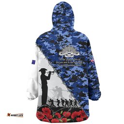 RugbyLife Australia Snug Hoodie Anzac Day Poppy And Barbed Wire Of Service Blue