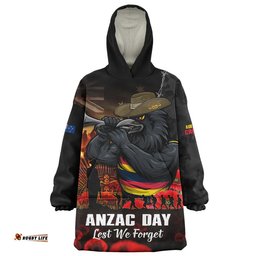 RugbyLife Adelaide Crows Snug Hoodie ANZAC Day Lest We Forget Red Poppy And Honor The Brave Tribute