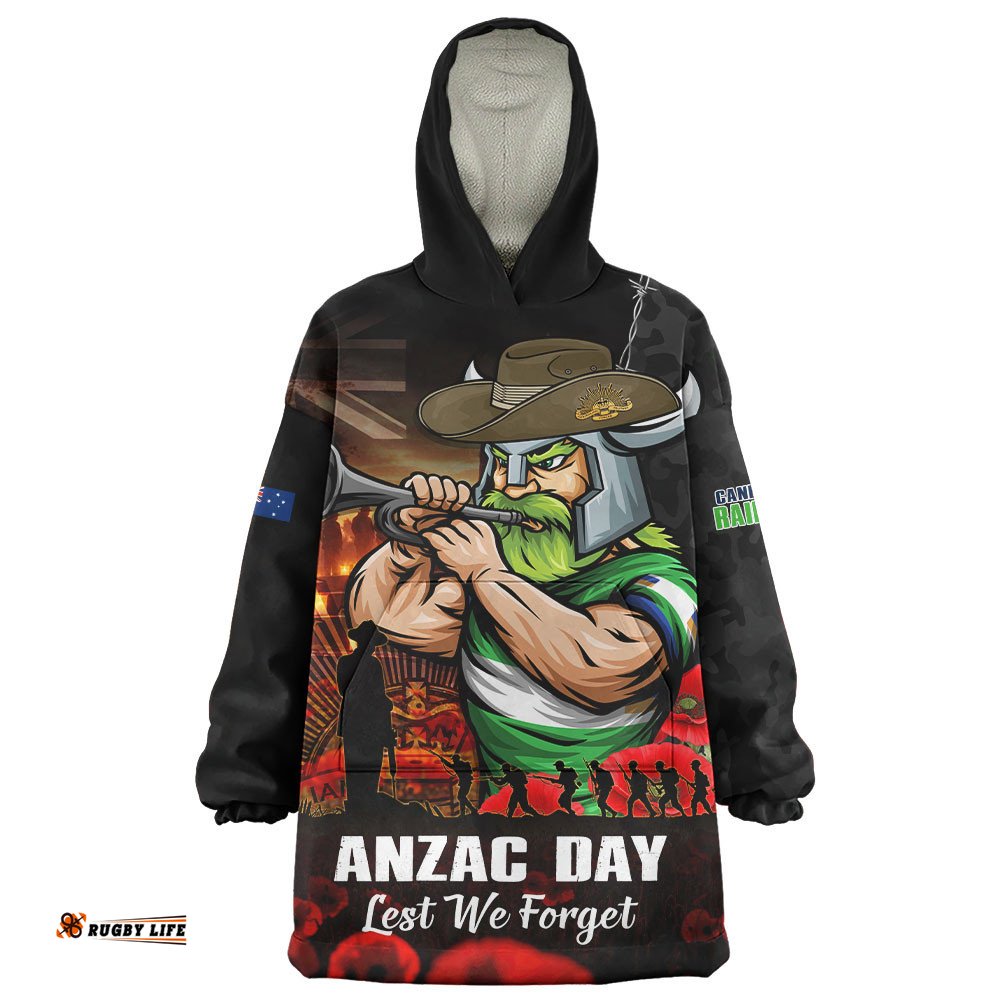RugbyLife Canberra Raiders Snug Hoodie Anzac Day Rising Dawn Ceremony Lest We Forget Courage