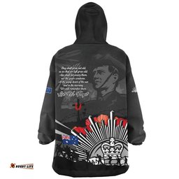 RugbyLife Australia Snug Hoodie Anzac Day In Memory Of Brave Servicemen Black