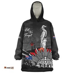 RugbyLife Australia Snug Hoodie Anzac Day In Memory Of Brave Servicemen Black