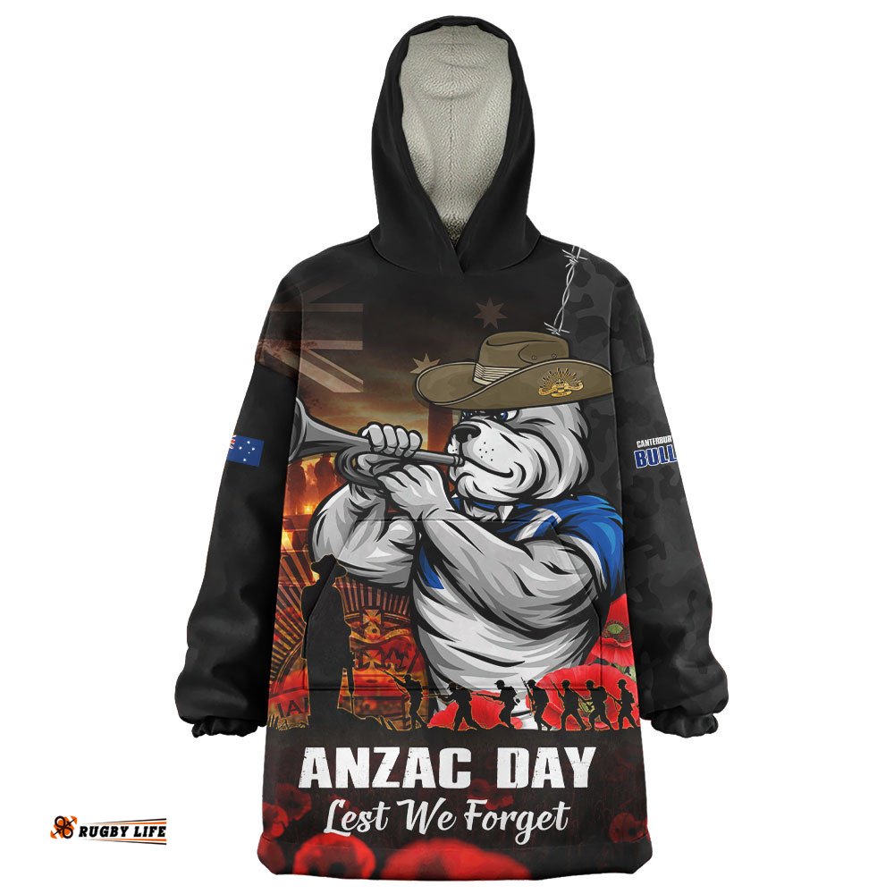 RugbyLife Canterbury-Bankstown Bulldogs Snug Hoodie Anzac Day Rising Dawn Ceremony Lest We Forget Courage