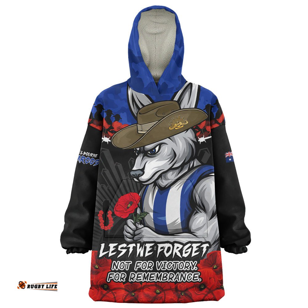 RugbyLife North Melbourne Snug Hoodie ANZAC Day Not For Victory For Remembrance
