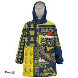 RugbyLife North Queensland Cowboys Snug Hoodie Christmas Magic Knit Style Winter Glow