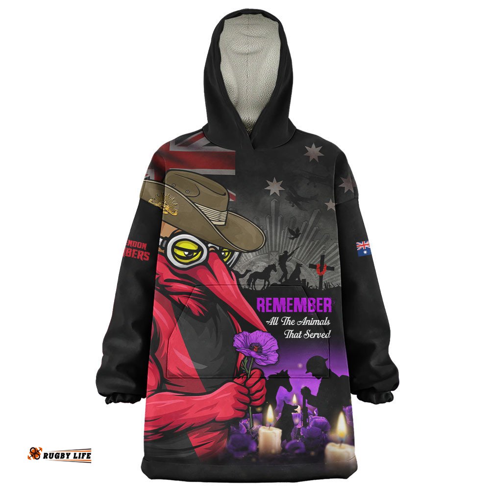 RugbyLife Essendon Snug Hoodie Anzac Day In Memory Of Animals That Served