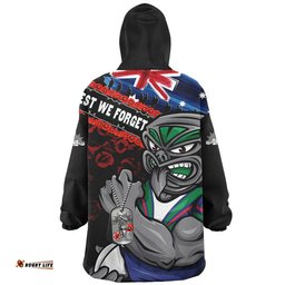 RugbyLife New Zealand Warriors Snug Hoodie Anzac Remembrance Of The Fallen