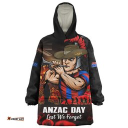 RugbyLife Newcastle Knights Snug Hoodie Anzac Day Rising Dawn Ceremony Lest We Forget Courage