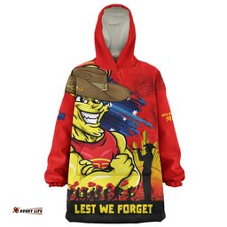 RugbyLife Gold Coast SUNS Snug Hoodie ANZAC Inspired Football Fan Memorial Design