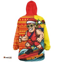 RugbyLife Gold Coast SUNS Snug Hoodie Christmas Holiday Santa Rides The Waves