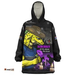 RugbyLife Parramatta Eels Snug Hoodie Anzac Day Purple Poppy And Animals That Served