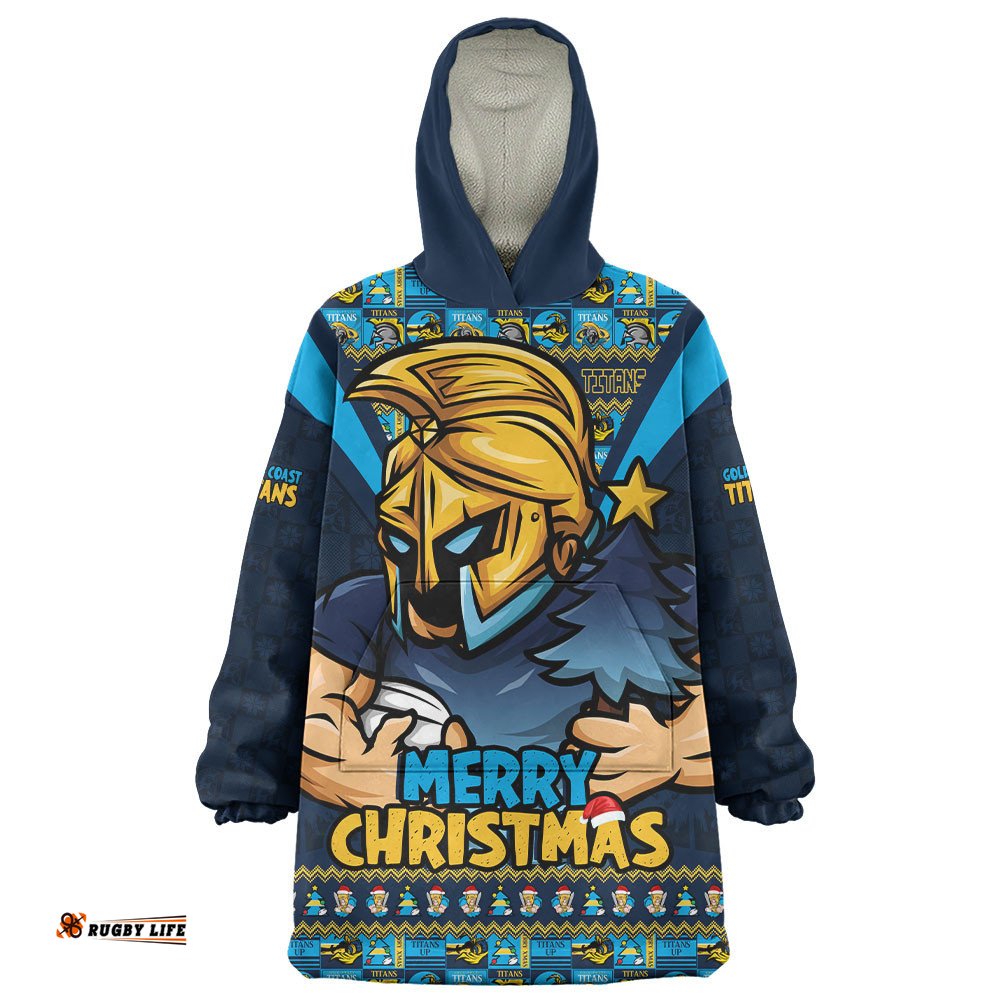 RugbyLife Gold Coast Titans Snug Hoodie Merry Christmas Festive Spirit Edition