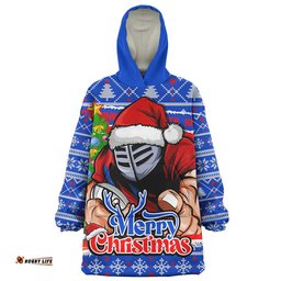 RugbyLife Newcastle Knights Snug Hoodie Merry Christmas Game Day Knit Style Team Edition