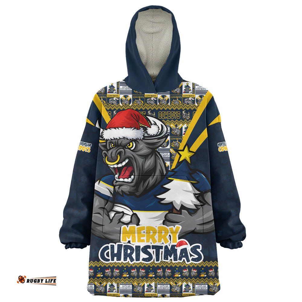 RugbyLife North Queensland Cowboys Snug Hoodie Merry Christmas Festive Spirit Edition