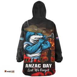 RugbyLife Cronulla-Sutherland Sharks Snug Hoodie Anzac Day Rising Dawn Ceremony Lest We Forget Courage