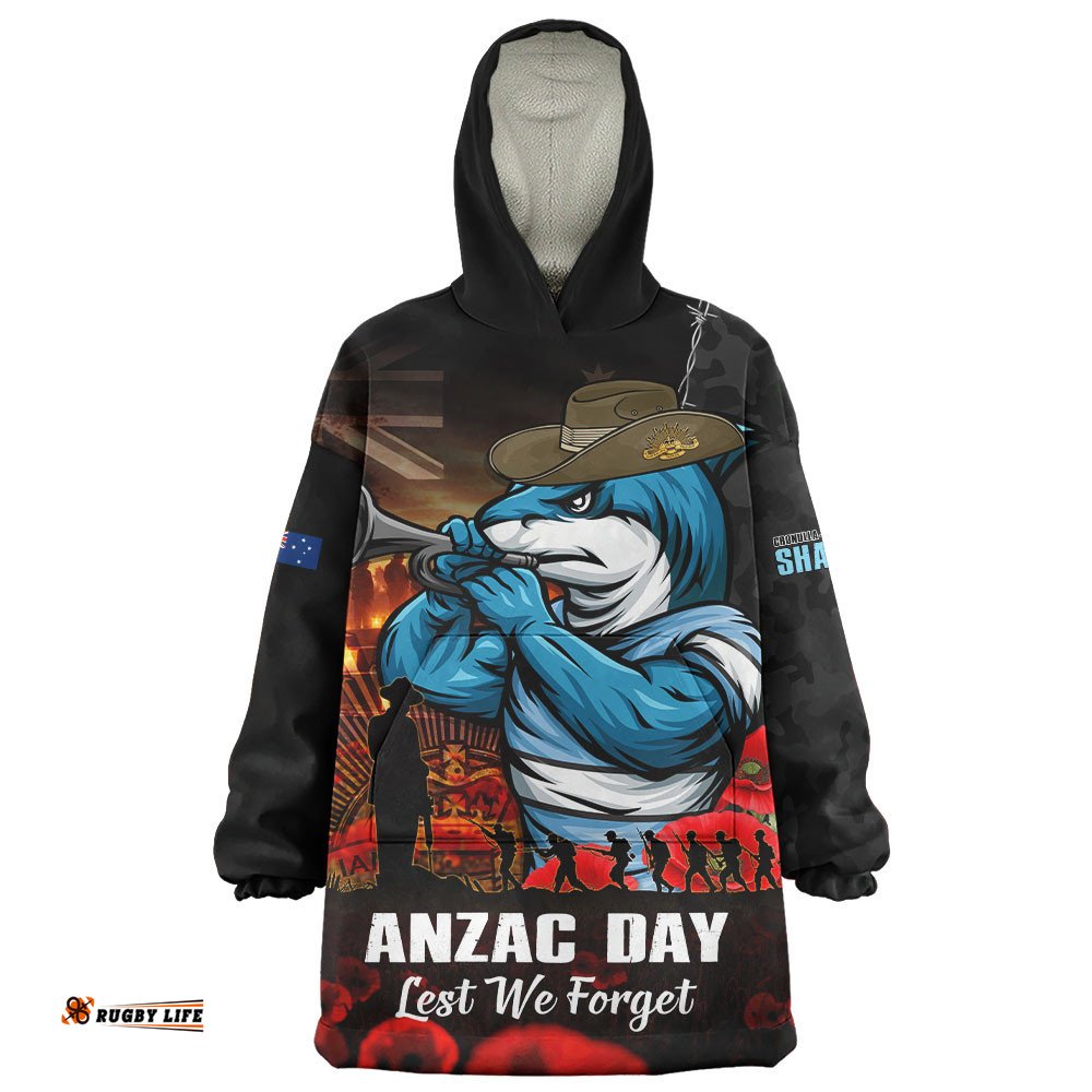 RugbyLife Cronulla-Sutherland Sharks Snug Hoodie Anzac Day Rising Dawn Ceremony Lest We Forget Courage