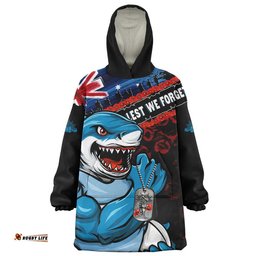RugbyLife Cronulla-Sutherland Sharks Snug Hoodie Anzac Remembrance Of The Fallen