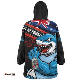 RugbyLife Cronulla-Sutherland Sharks Snug Hoodie Anzac Remembrance Of The Fallen