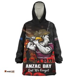 RugbyLife Manly Warringah Sea Eagles Snug Hoodie Anzac Day Rising Dawn Ceremony Lest We Forget Courage