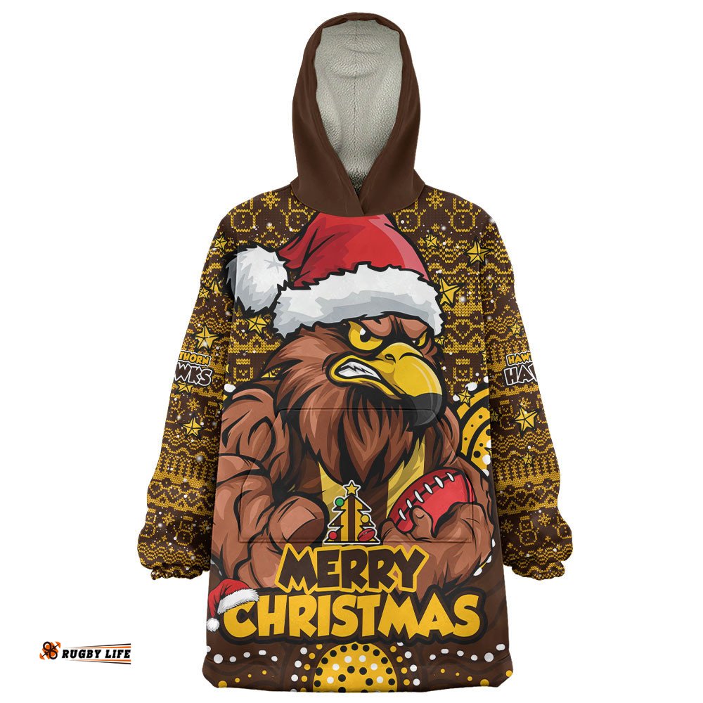 RugbyLife Hawthorn Snug Hoodie Ugly Christmas Knit Patterns Vintage Jersey