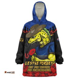 RugbyLife Parramatta Eels Snug Hoodie ANZAC Day Red Poppy And Brave Hearts Remembrance