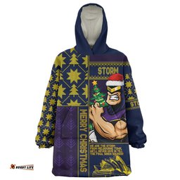 RugbyLife Melbourne Storm Snug Hoodie Christmas Magic Knit Style Winter Glow