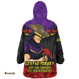 RugbyLife Melbourne Storm Snug Hoodie ANZAC Day Red Poppy And Brave Hearts Remembrance