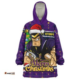 RugbyLife Melbourne Storm Snug Hoodie Merry Christmas Game Day Knit Style Team Edition